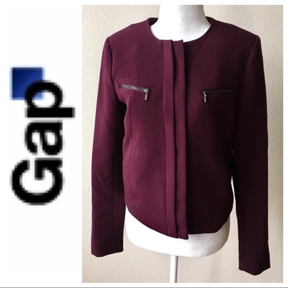 GAP Structured Button Up BLAZER Jacket Burgundy - Picture 1 of 6